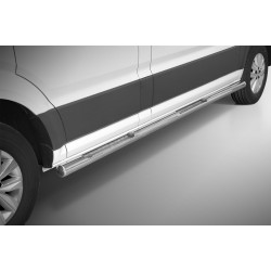 Stainless steel side bars with checker plate steps (LWB) - Volkswagen Crafter (2017 -) / MAN TGE (2018 -)