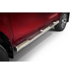 Stainless steel side bars with checker plate steps - fi100 - Toyota Hilux (2015 -)