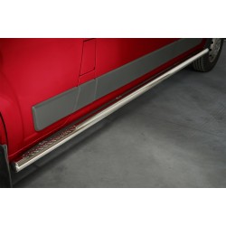 Stainless steel side bars with checker plate steps (L2) - Citroen Jumper / Fiat Ducato / Peugeot Boxer (2006 - 2016)