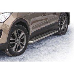 Stainless steel side steps with checker plate - Hyundai Santa Fe (2012 - 2018)