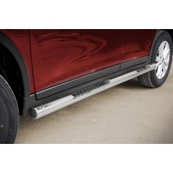 Stainless steel side bars with checker plate steps - Nissan X-Trail (2014 - 2021)