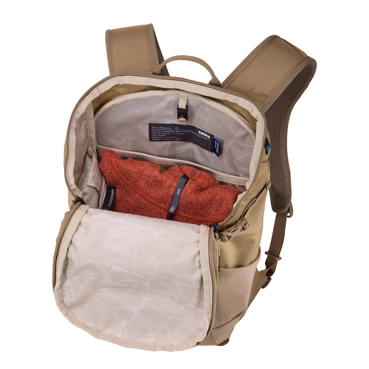 Thule AllTrail
18 liitrit ühepäevakott vihmakattega Faded Khaki pruunikas