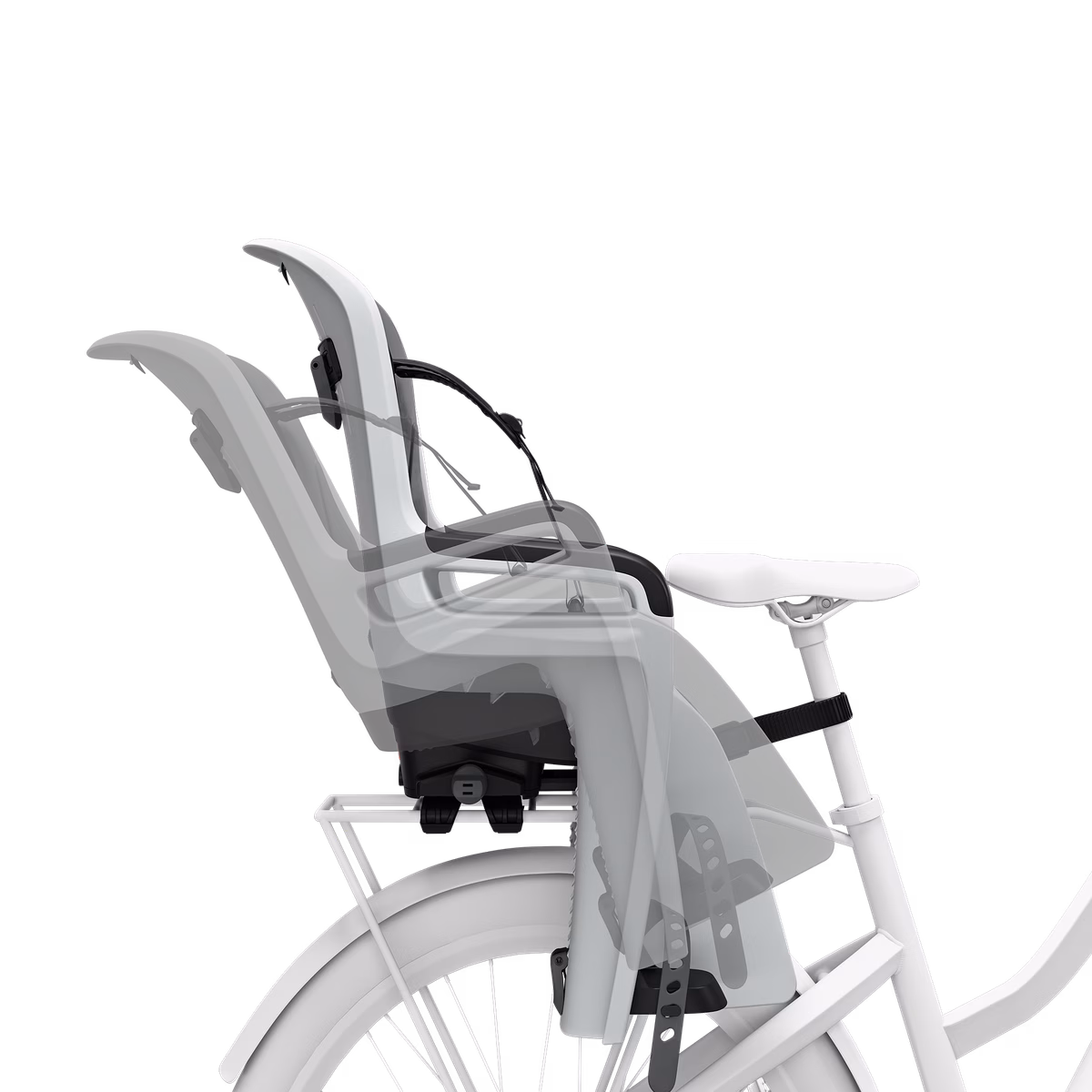 Thule RideAlong 2 rack mount
raamile kinnitatav, kallutatav laste jalgrattatool helehall