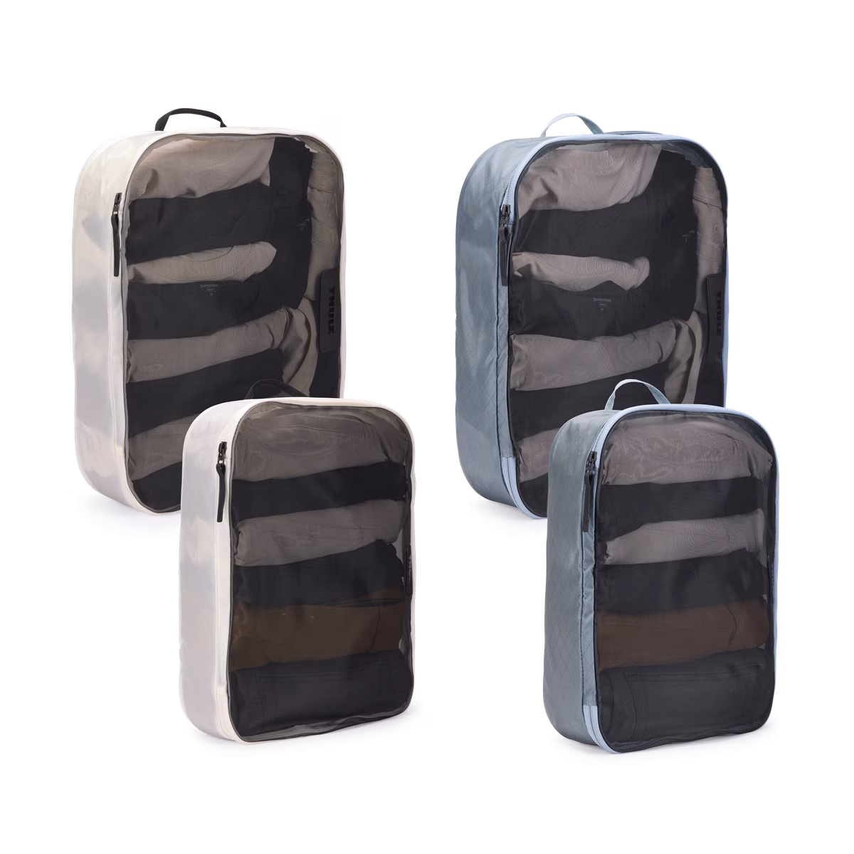 Thule packing cube
2 suure ja 2 keskmise pakkimiskuubiku komplekt tiigihall/valge