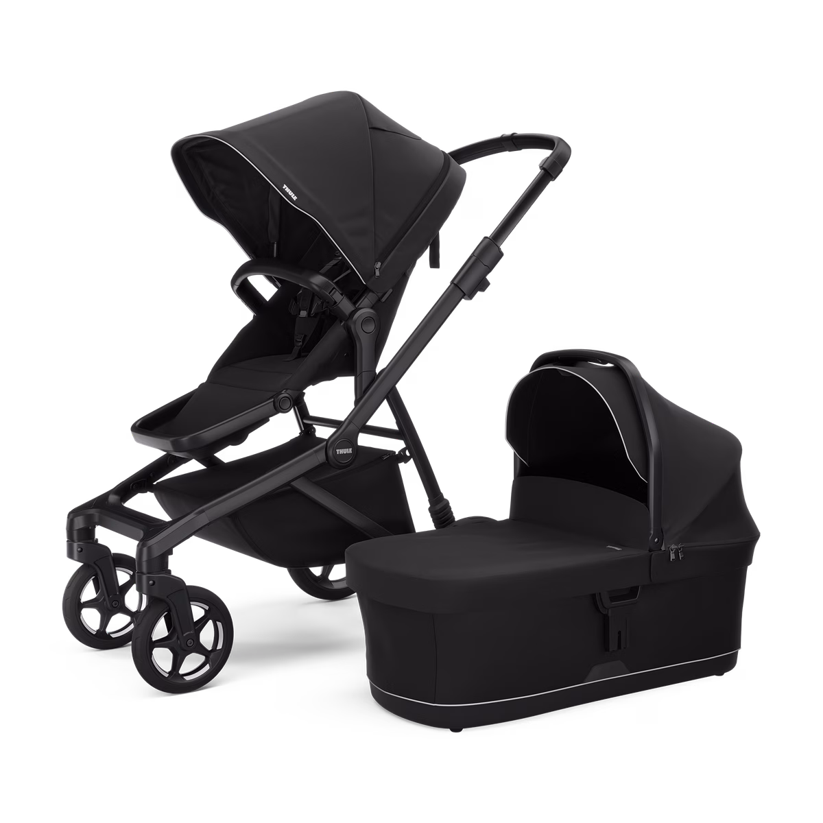Thule Sleek 2 bundle
kohandatav jalutuskäru komplekt must mustal