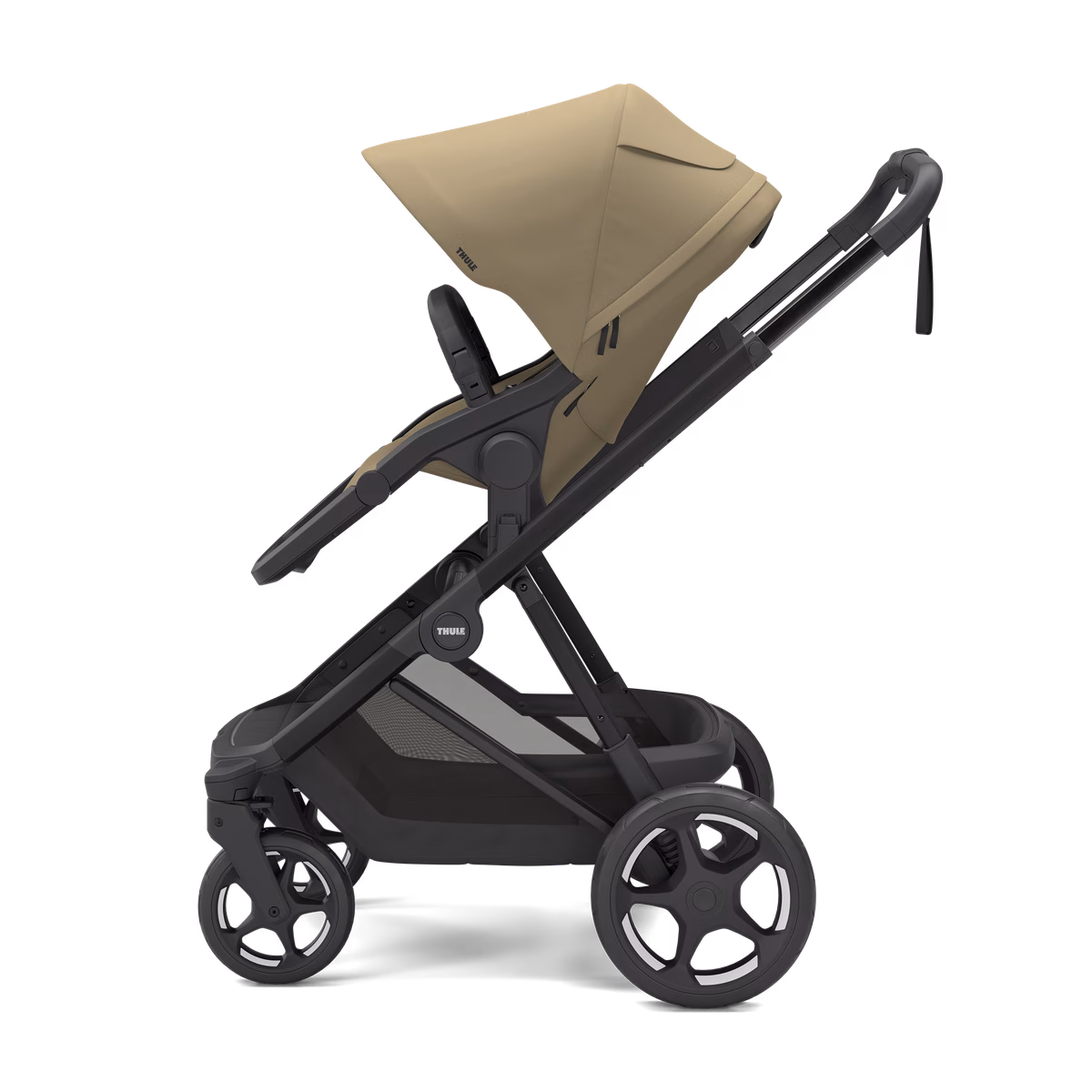 Thule Charm 2 in 1
täissuuruses jalutuskäru ja häll pleekinud kaki